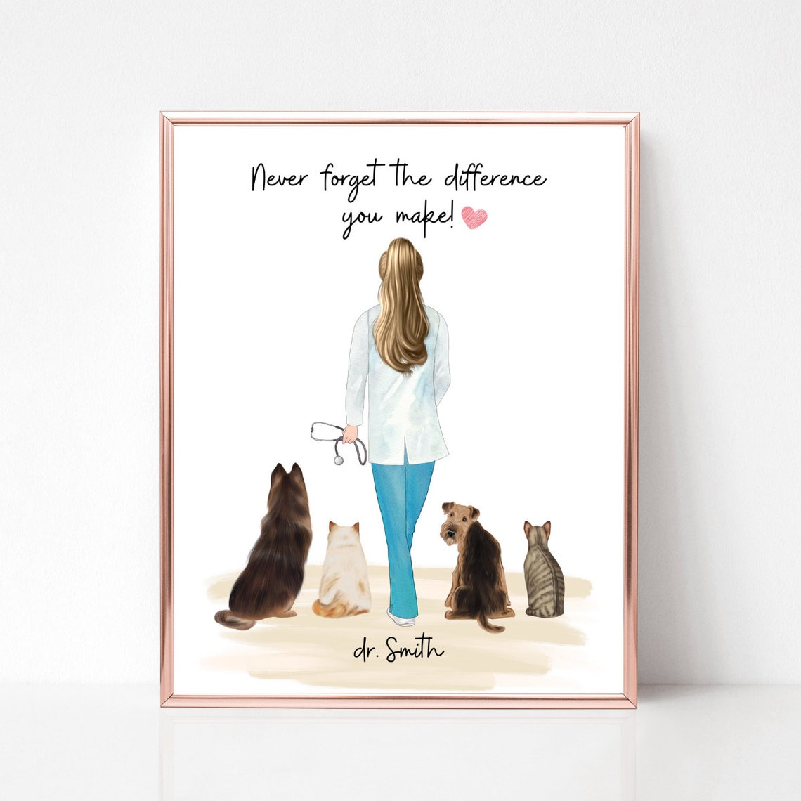 Personalized Veterinarian Portrait Print Thank You Vet Appreciation Gift