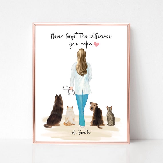 Personalized Veterinarian Portrait Print Thank You Vet Appreciation Gift