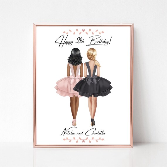 Best Friends in Glam Party Dresses 21st Birthday Gift Poster