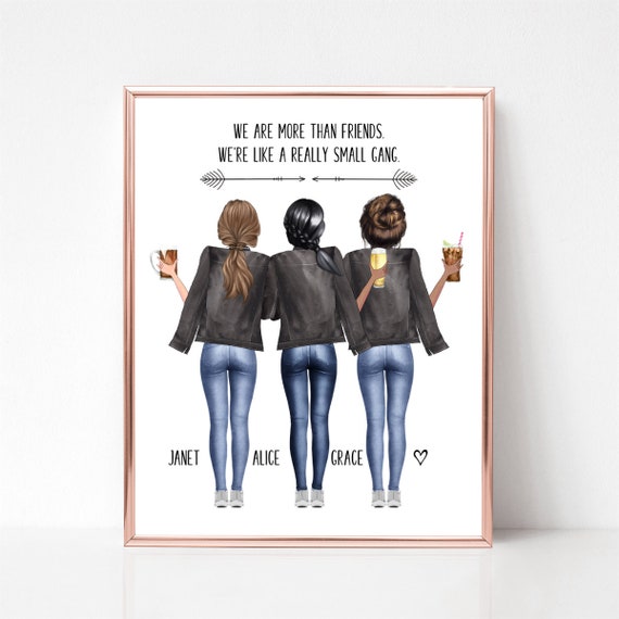 Three Best Friends Really Small Gang Quote Illustration Poster