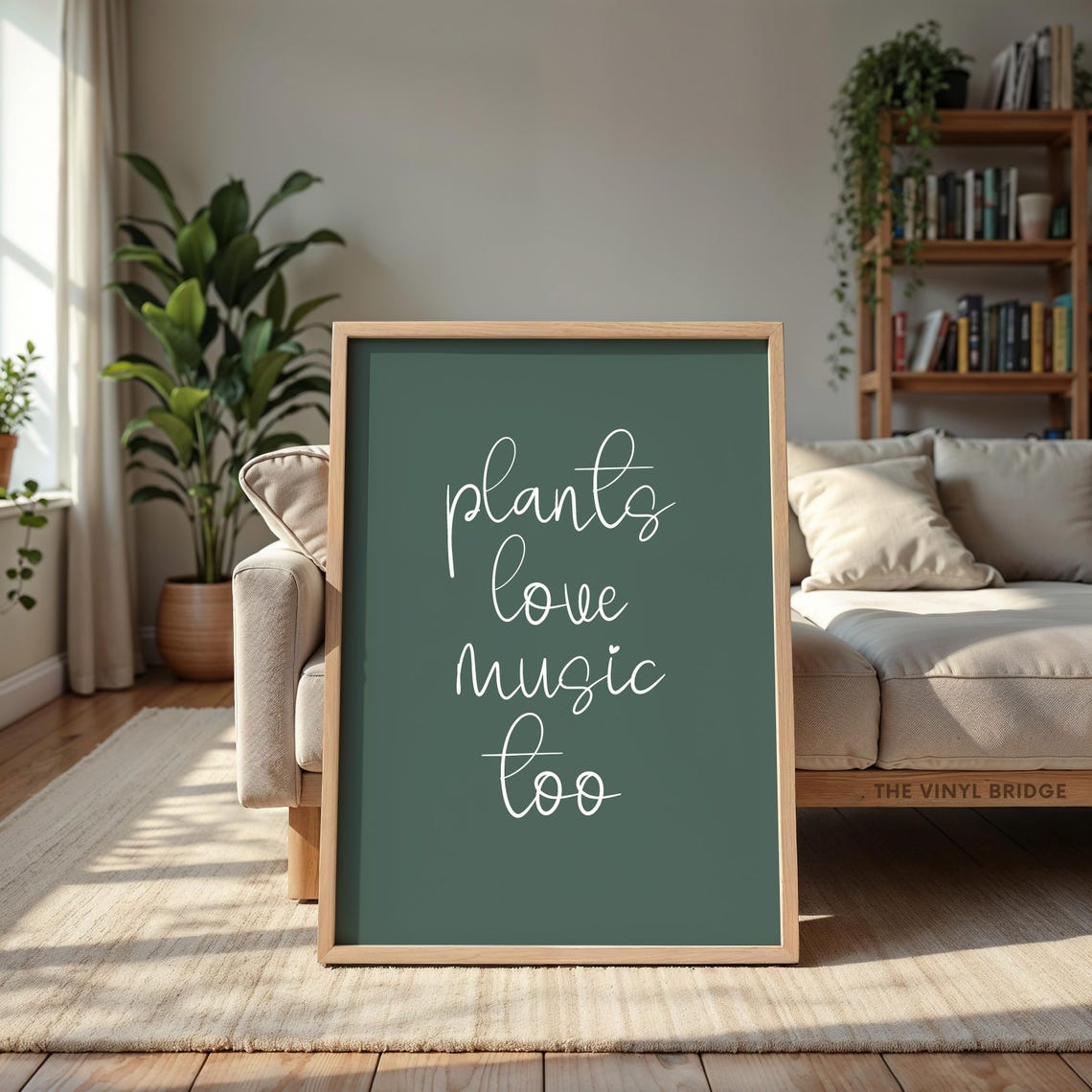 Plants Love Music Too Script Quote Dark Green Botanical Wall Poster - Image 3
