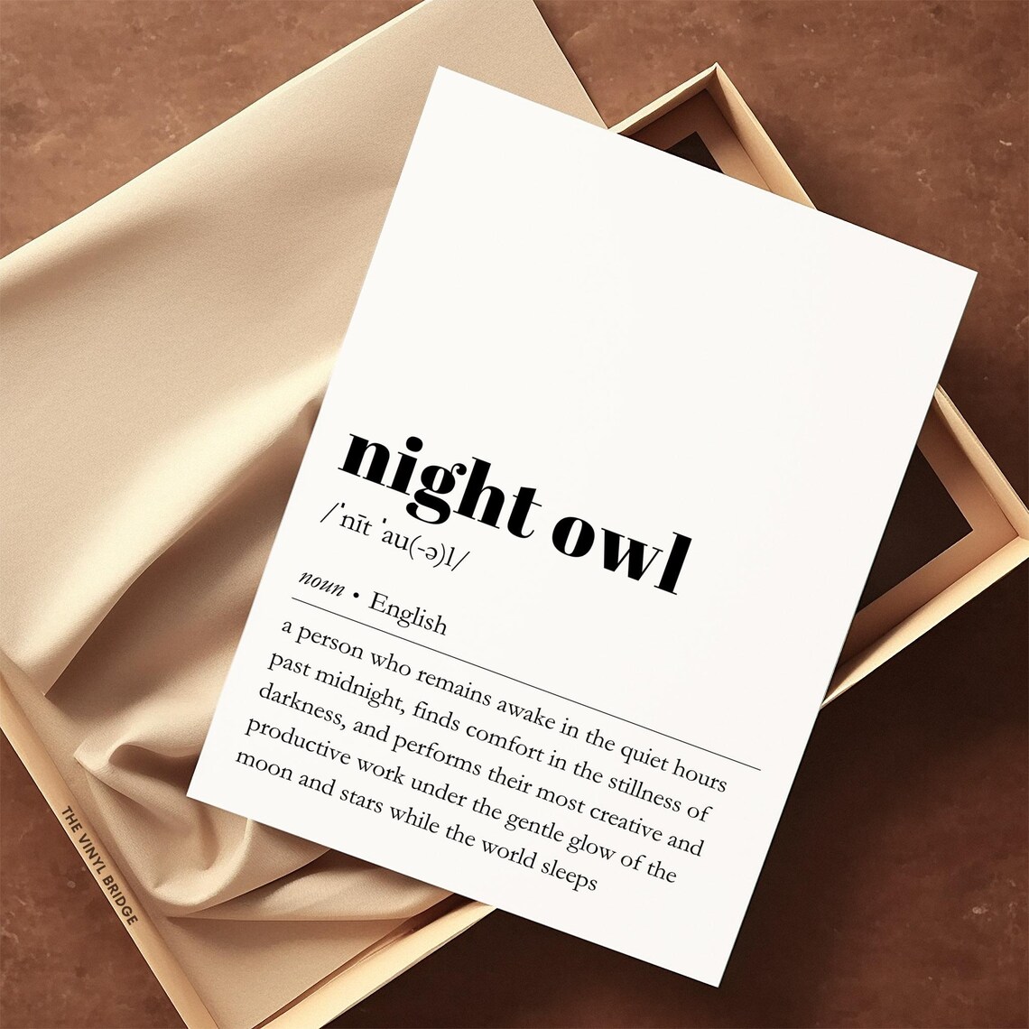 Night Owl Definition, Minimalist Office Art Print - Image 3