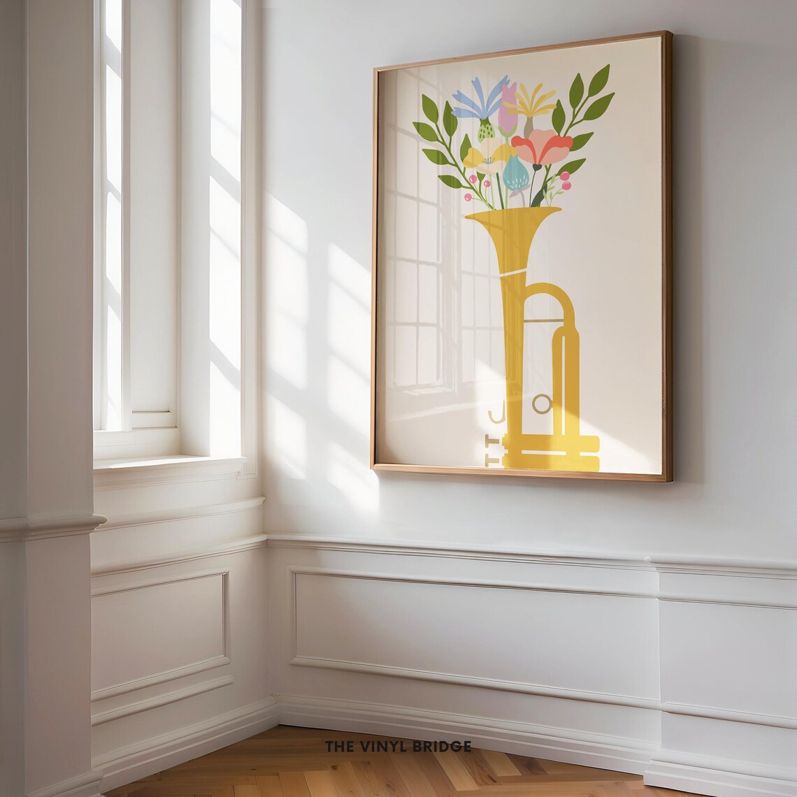 Floral Trumpet Boho Botanical Music Illustration Art Wall Poster - Image 2