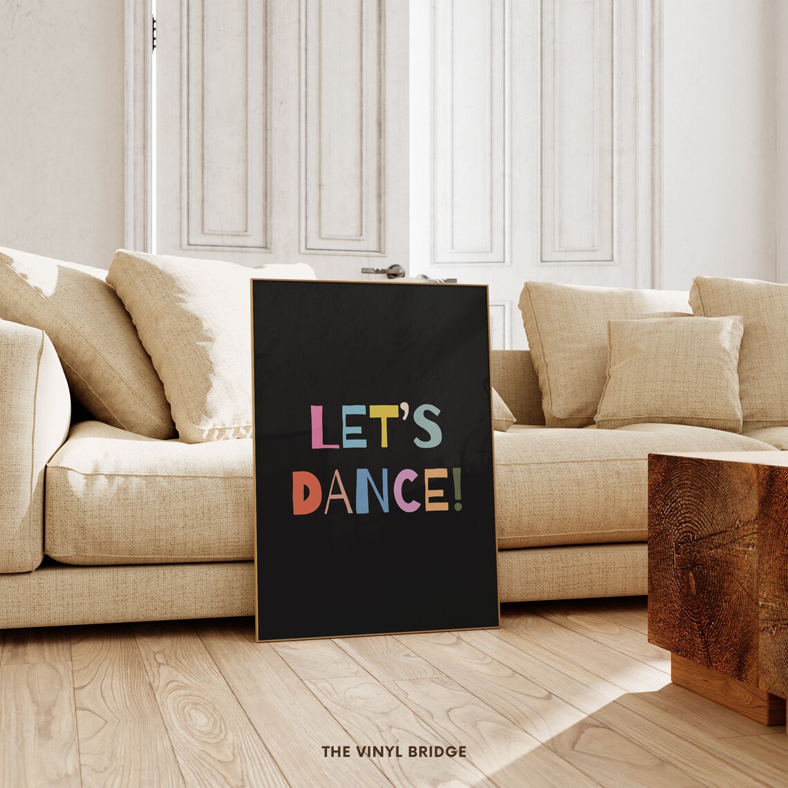 Lets Dance Colorful Hand Lettered Black Background Party Quote Poster - Image 3