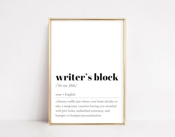 Writers Block Definition, Funny Literary Decor