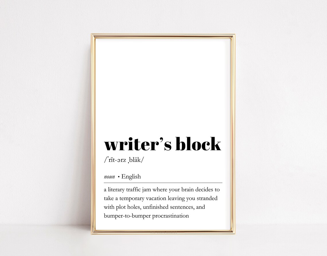 Writers Block Definition, Funny Literary Decor