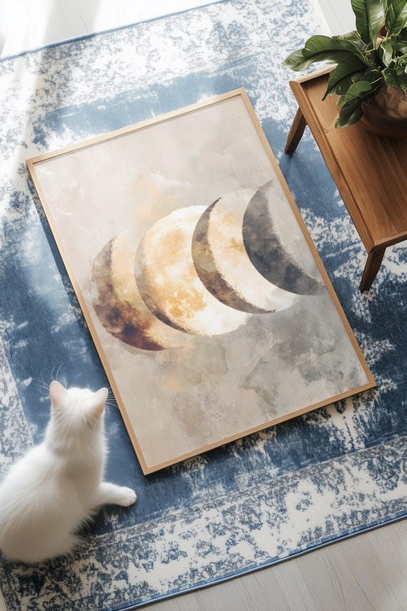 Moon Phases Wall Art Minimalist Celestial Decor