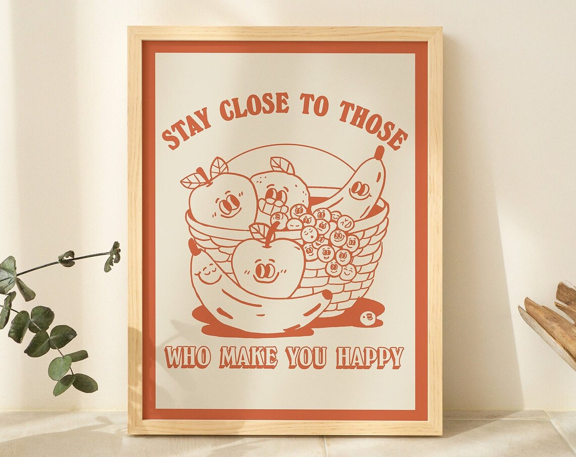 Retro Fruits Illustration Vintage Kettle Kitchen Art Print