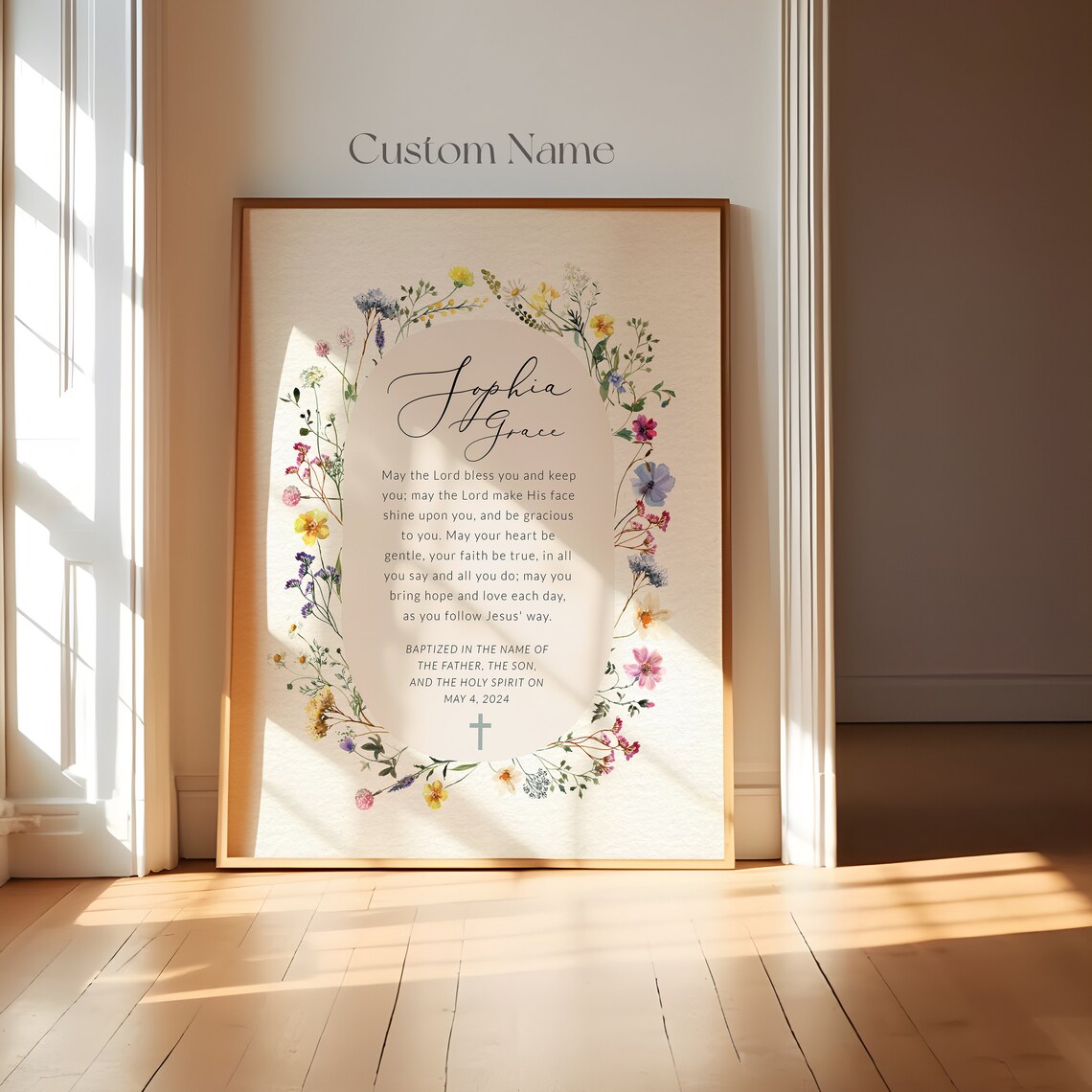 Personalised Wildflower Baptism Art Print