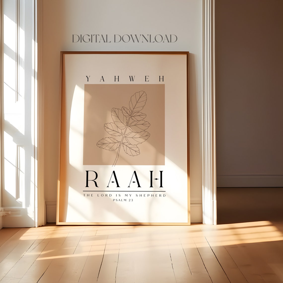 Yahweh Raah The Lord Is My Shepherd Psalm 23 Boho Line Art Poster - Image 4