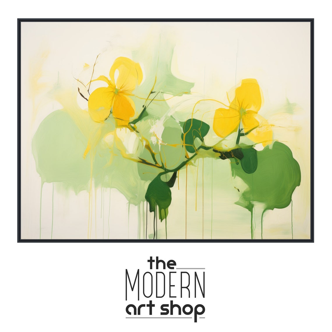 Yellow Watercolor Flowers Green Foliage Soft Botanical Art Poster - Image 4