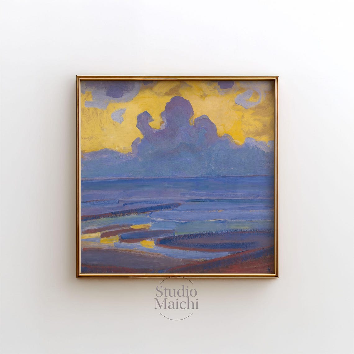 Piet Mondrian By the Sea Yellow Sky Coastal Seascape Art Poster