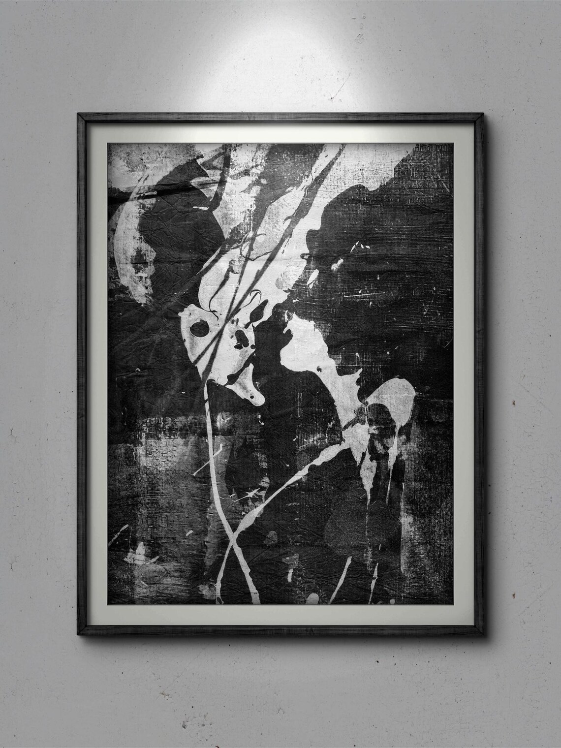 Abstract Night Sky Painting, Black And White Streaks - Image 3