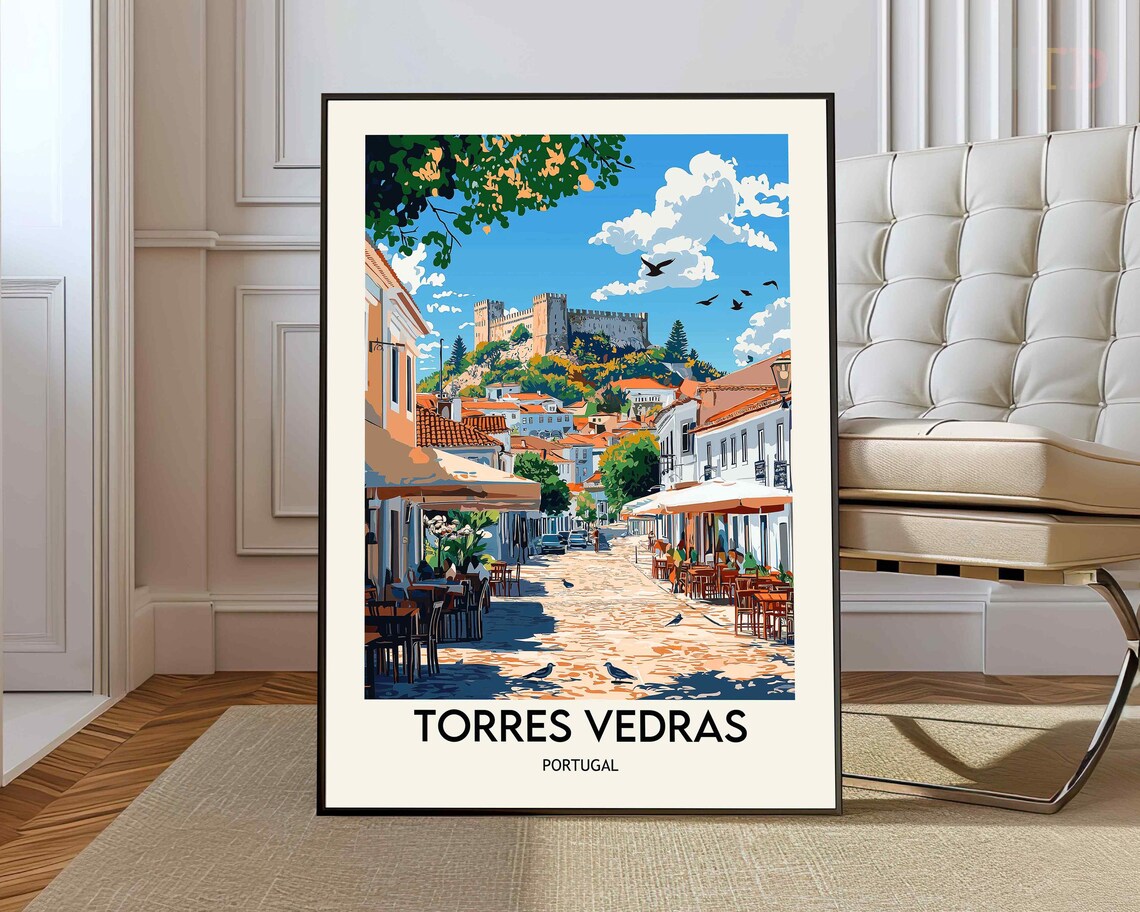 Torres Vedras Portugal Castle Hill Old Town Street Travel Poster