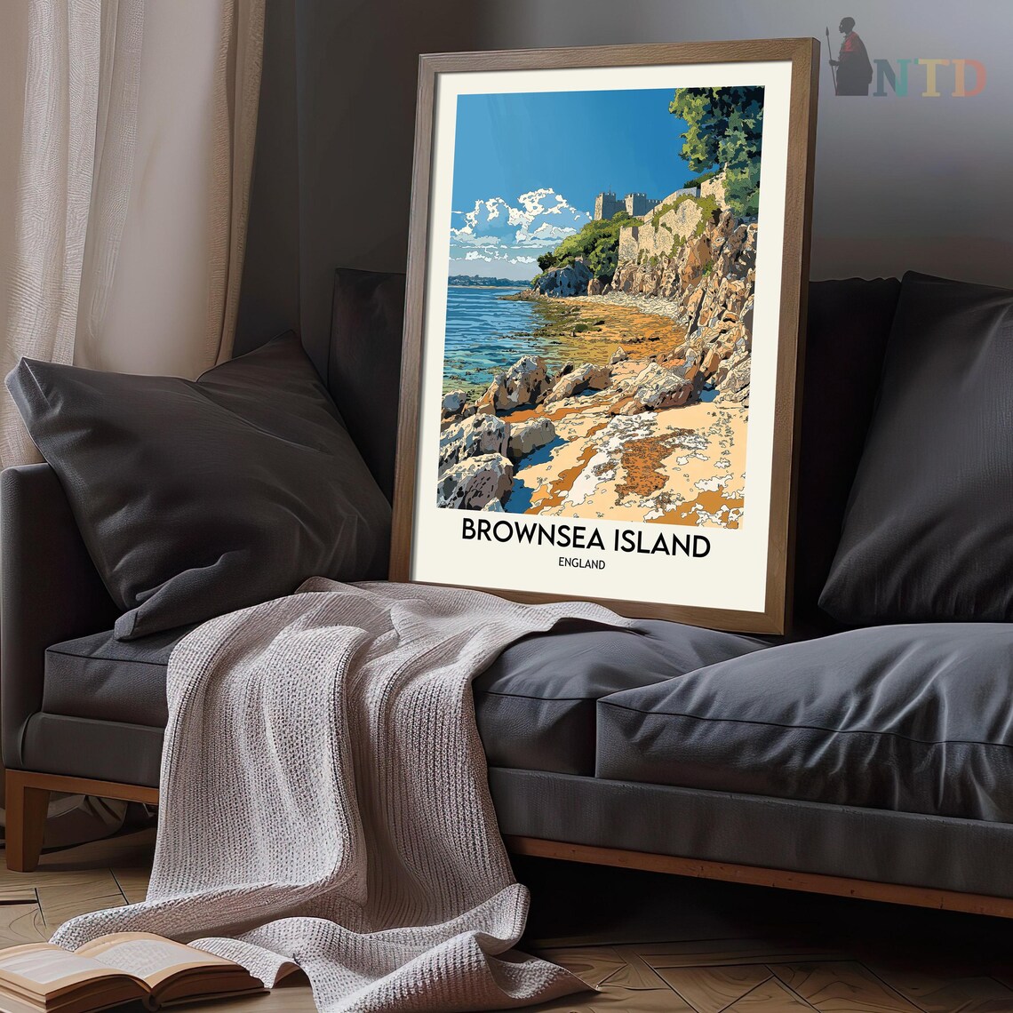 Brownsea Island Cliffside Castle Seashore Vintage Travel Poster - Image 2