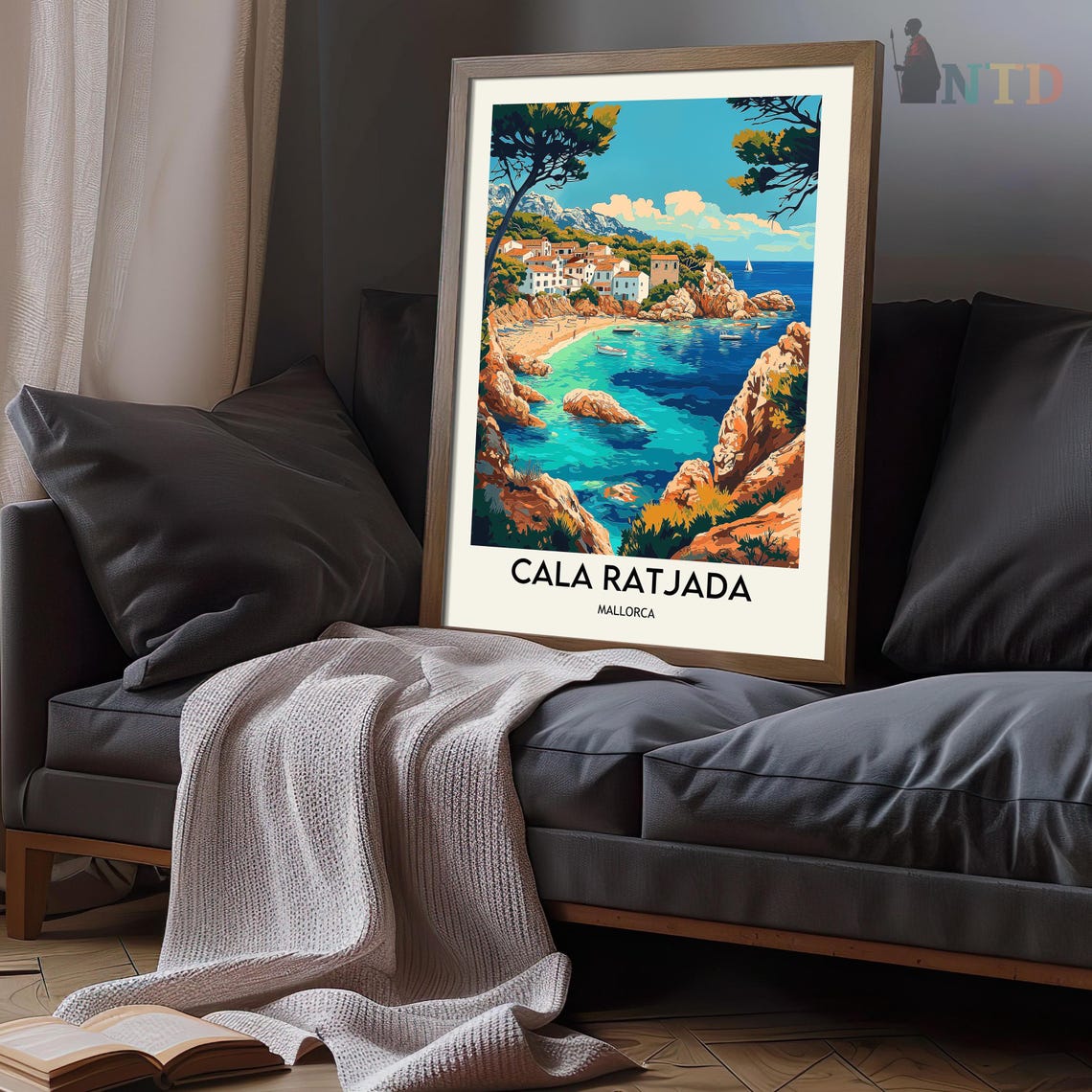 Cala Ratjada Mallorca Seaside Town Beach Cove Cliffs Travel Poster - Image 3