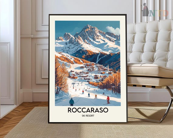 Roccaraso Ski Resort Poster Wall Art Print Photo Alto Sangro Area