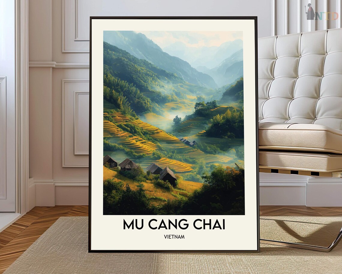 Mu Cang Chai Vietnam Rice Terraces Hills Photo Travel Art Poster