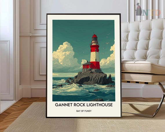 Gannet Rock Lighthouse Poster Wall Art Print Bay Of Fundy