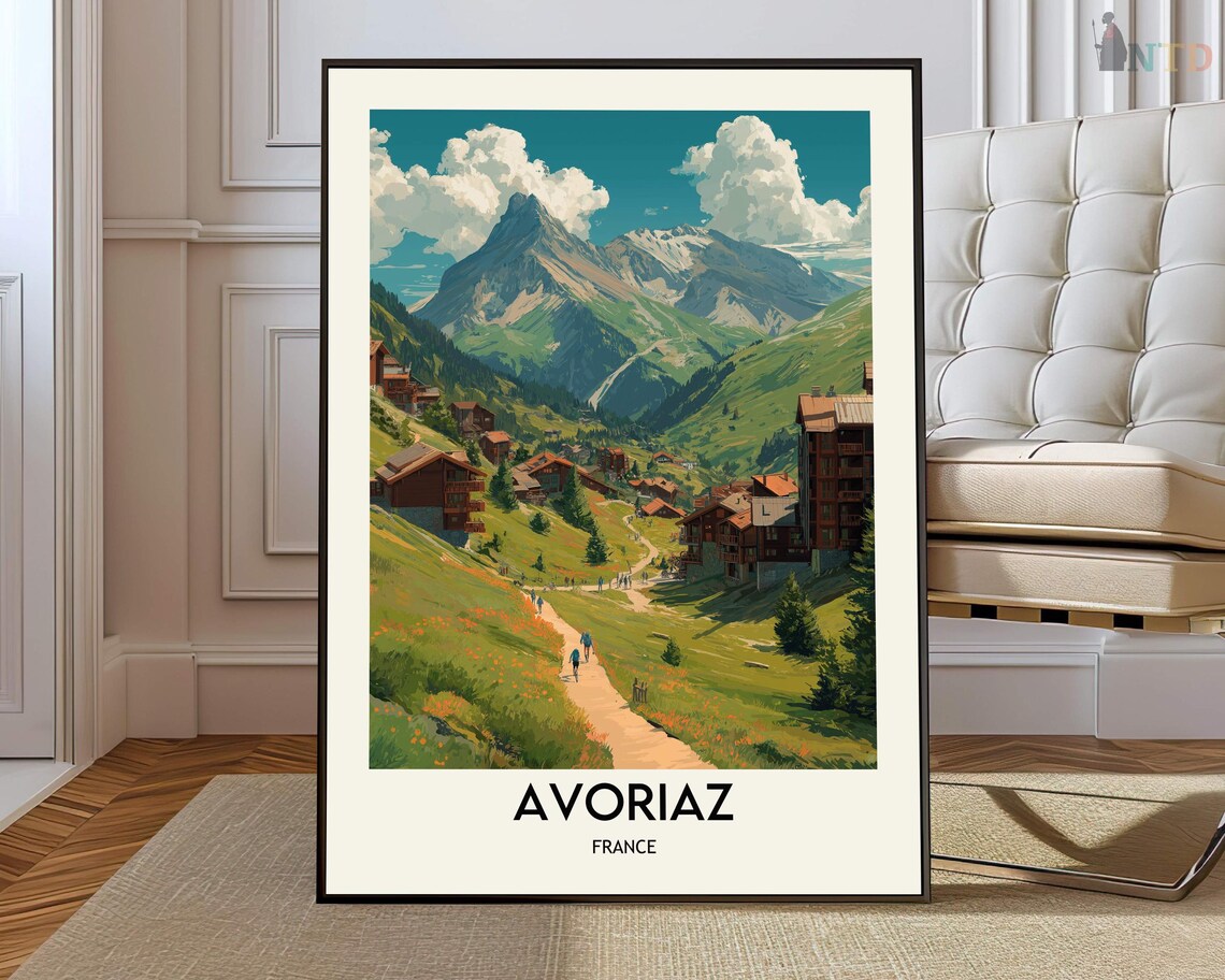 Avoriaz French Alps Snowy Peaks Village Summer Travel Poster