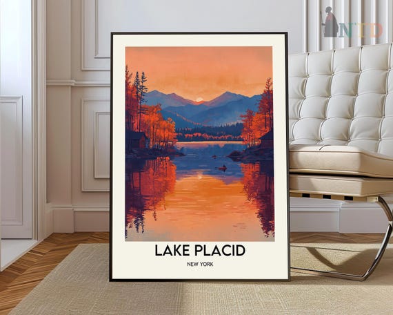 Lake Placid Poster Wall Art Print Photo Adirondack Mountains