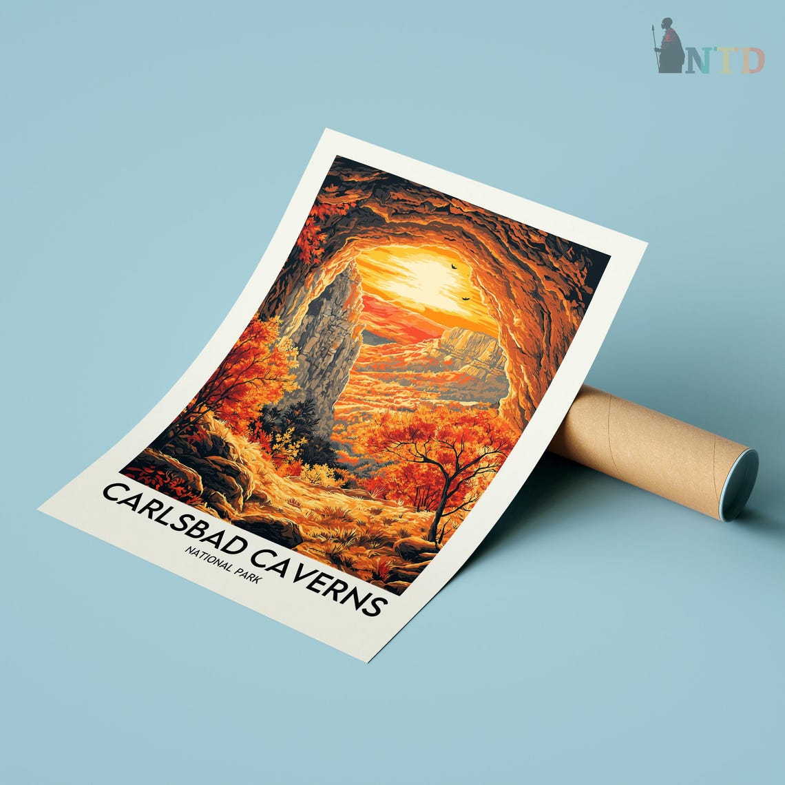 Carlsbad Caverns National Park Desert Canyon Sunrise Travel Poster - Image 2