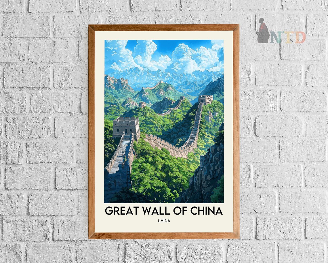 Great Wall of China Sunset Travel Poster, Scenic Landscape - Image 3