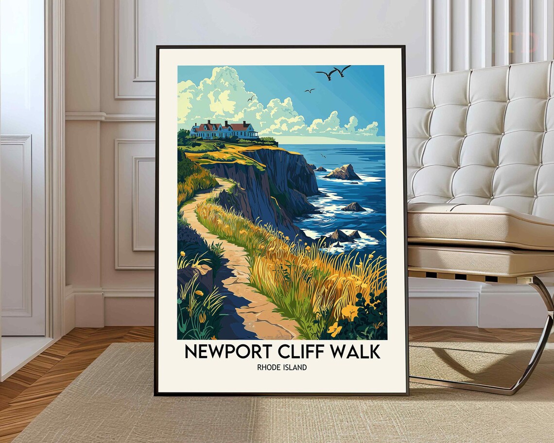 Newport Cliff Walk, Rhode Island Travel Poster