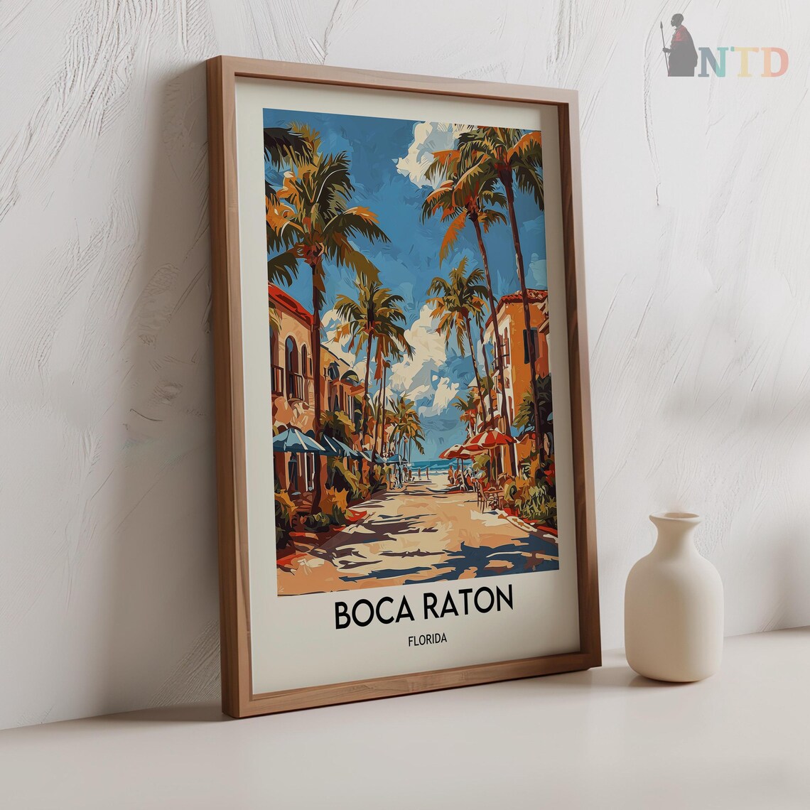 Palm Lined Street to the Beach Boca Raton Florida Travel Poster - Image 2