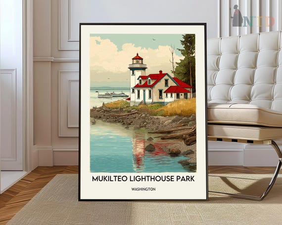 Mukilteo Lighthouse Park Poster Wall Art Print Washington