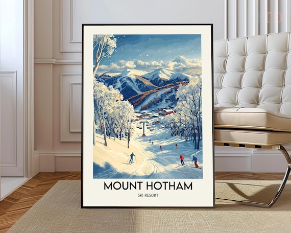 Mount Hotham Ski Resort Vintage Snow Mountain Ski Travel Poster