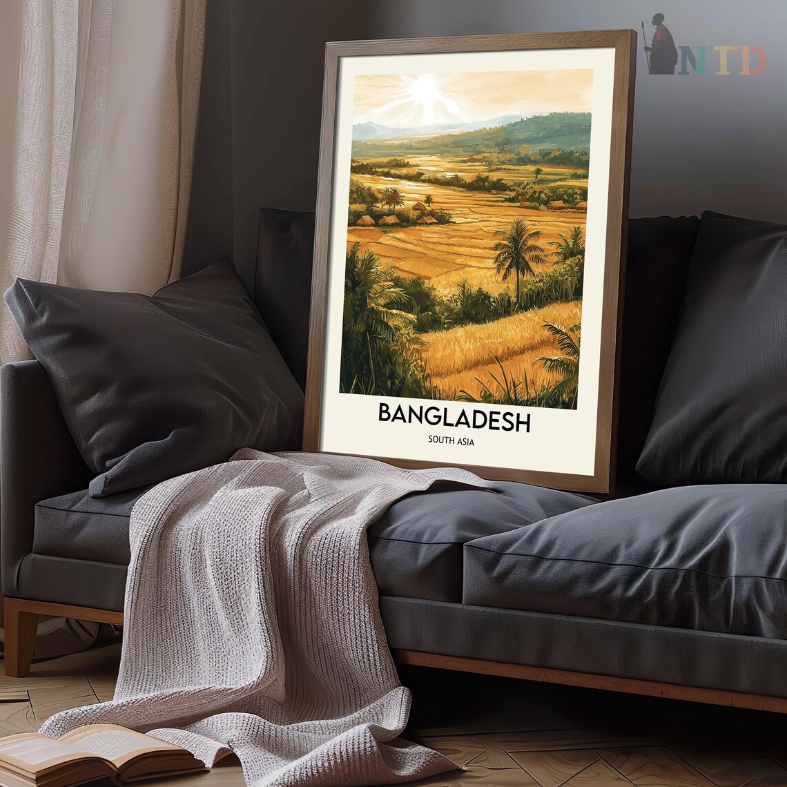 Golden Rice Fields at Sunrise Bangladesh South Asia Travel Poster - Image 2