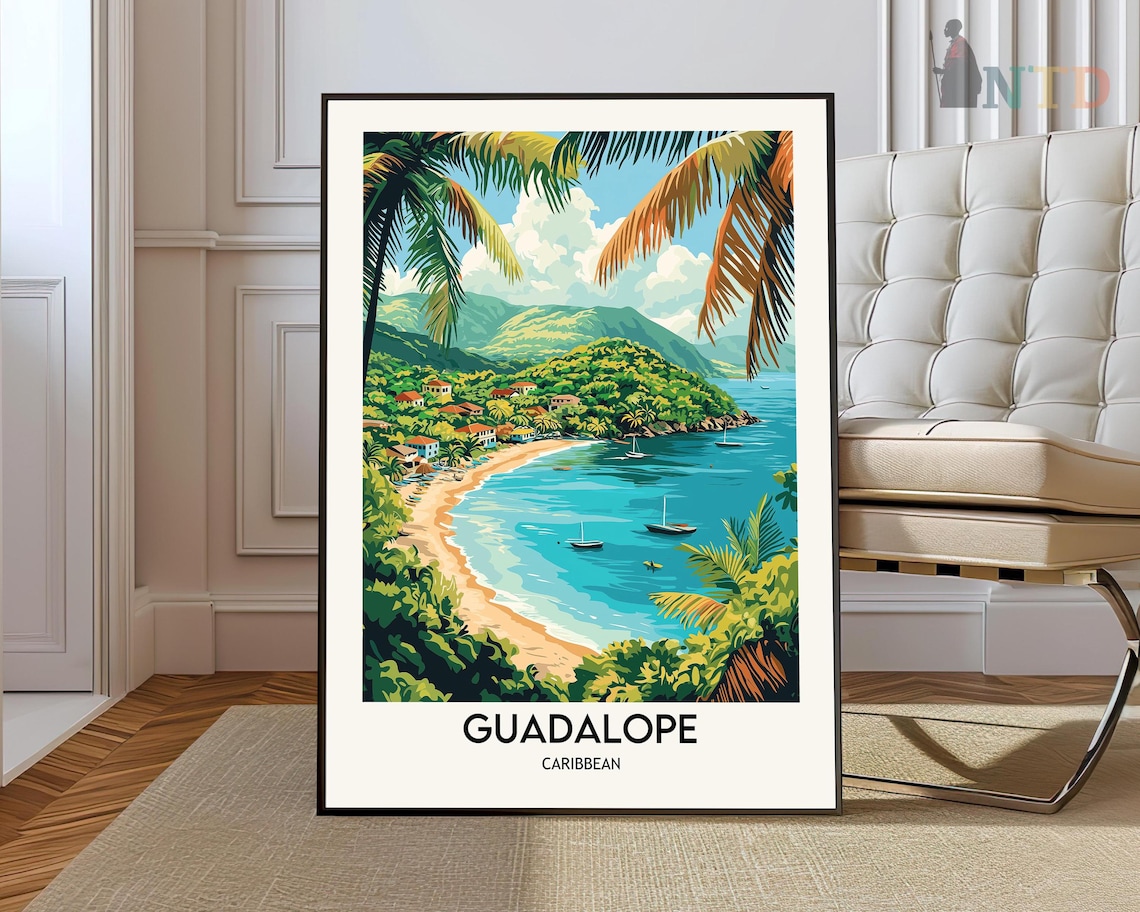 Guadeloupe Caribbean Tropical Beach Bay Island Escape Travel Poster