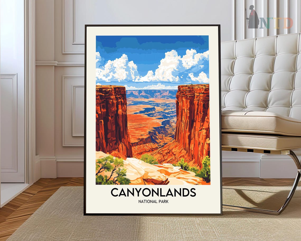 Canyonlands National Park Red Canyon Cliffs Vintage Travel Poster