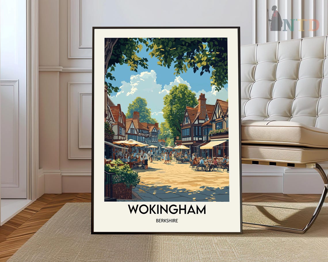 Wokingham Berkshire Tudor Town Square Cafe Summer Day Travel Poster
