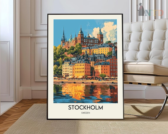 Stockholm, Sweden Travel Poster, Baltic Sea Print