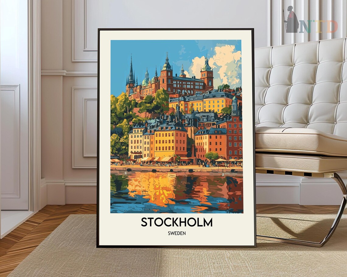 Stockholm, Sweden Travel Poster, Baltic Sea Print