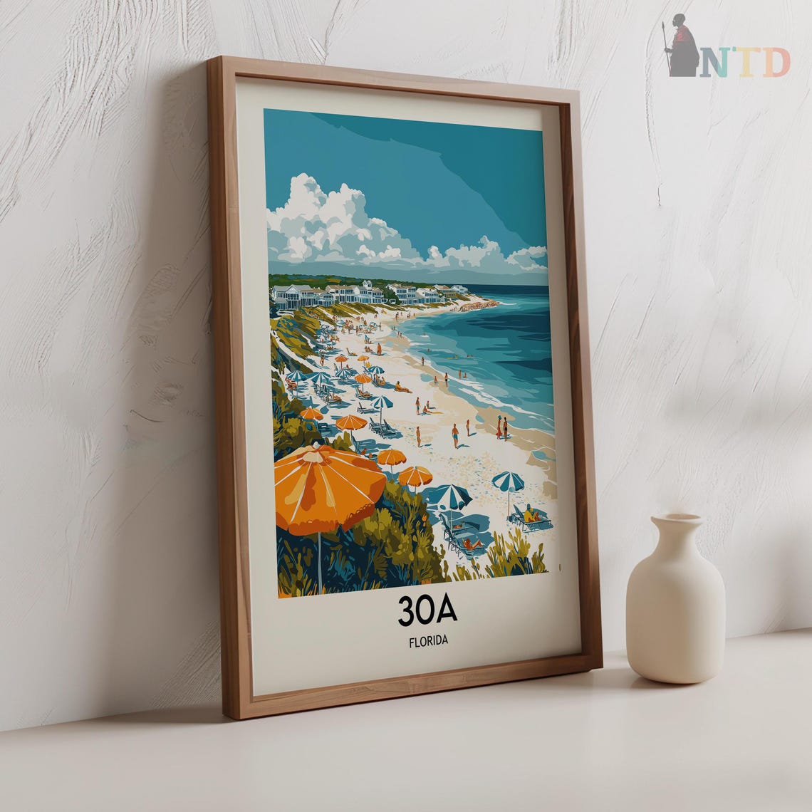 Beach Umbrellas on White Sand 30A Florida Coast Travel Poster - Image 2