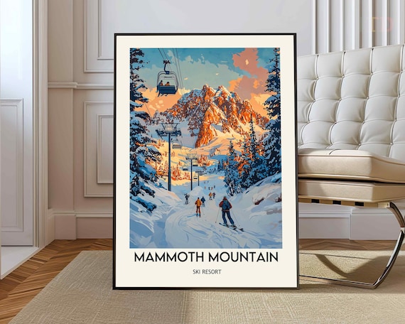 Mammoth Mountain Ski Resort Vintage Travel Poster