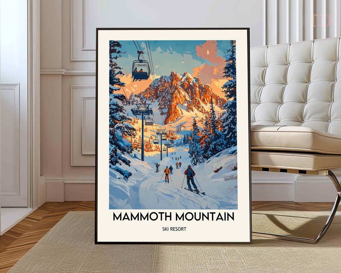 Mammoth Mountain Ski Resort Vintage Travel Poster