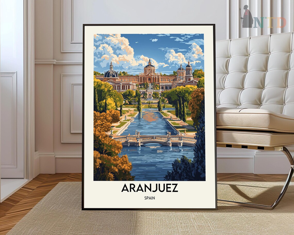 Aranjuez Spain Royal Palace Gardens Vintage Retro Travel Poster
