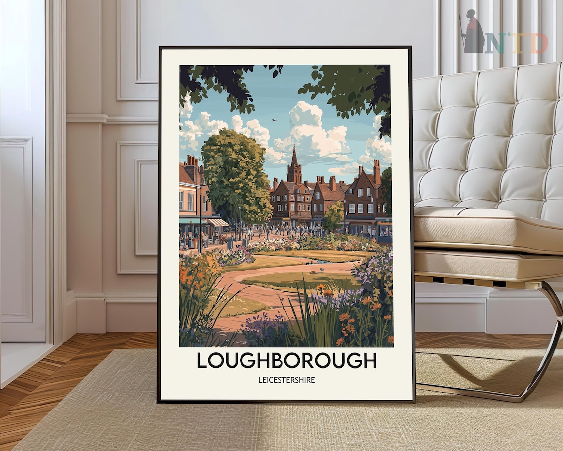 Loughborough Leicestershire Market Town Gardens Travel Art Poster