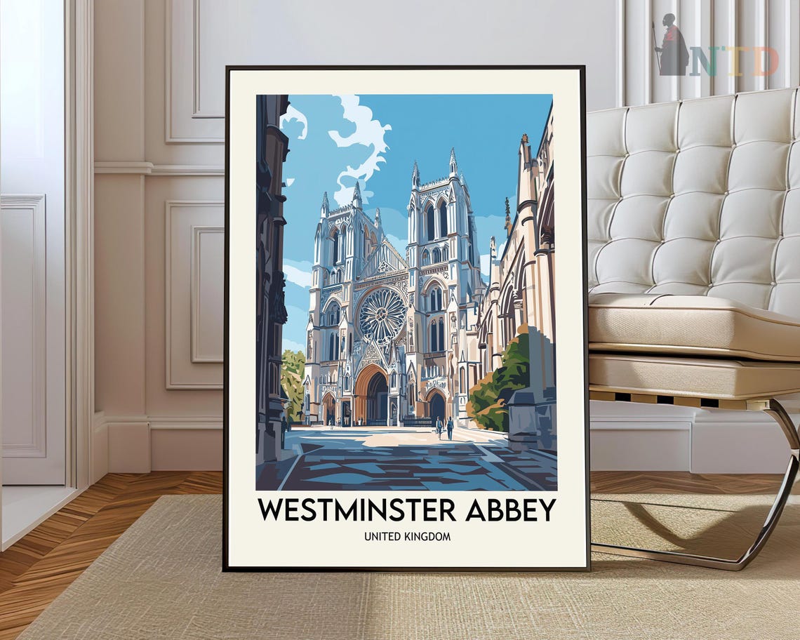 Westminster Abbey London Gothic Cathedral Front View Travel Poster