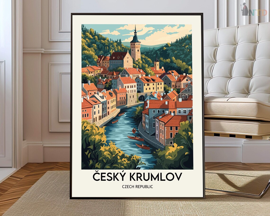 Cesky Krumlov Travel Poster, Czech Republic