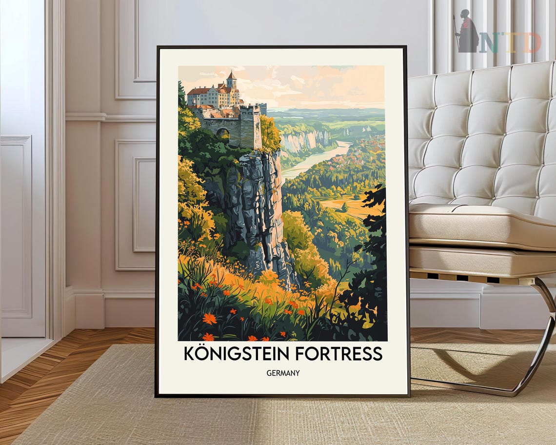 Königstein Fortress Saxony Germany Elbe Valley Travel Poster