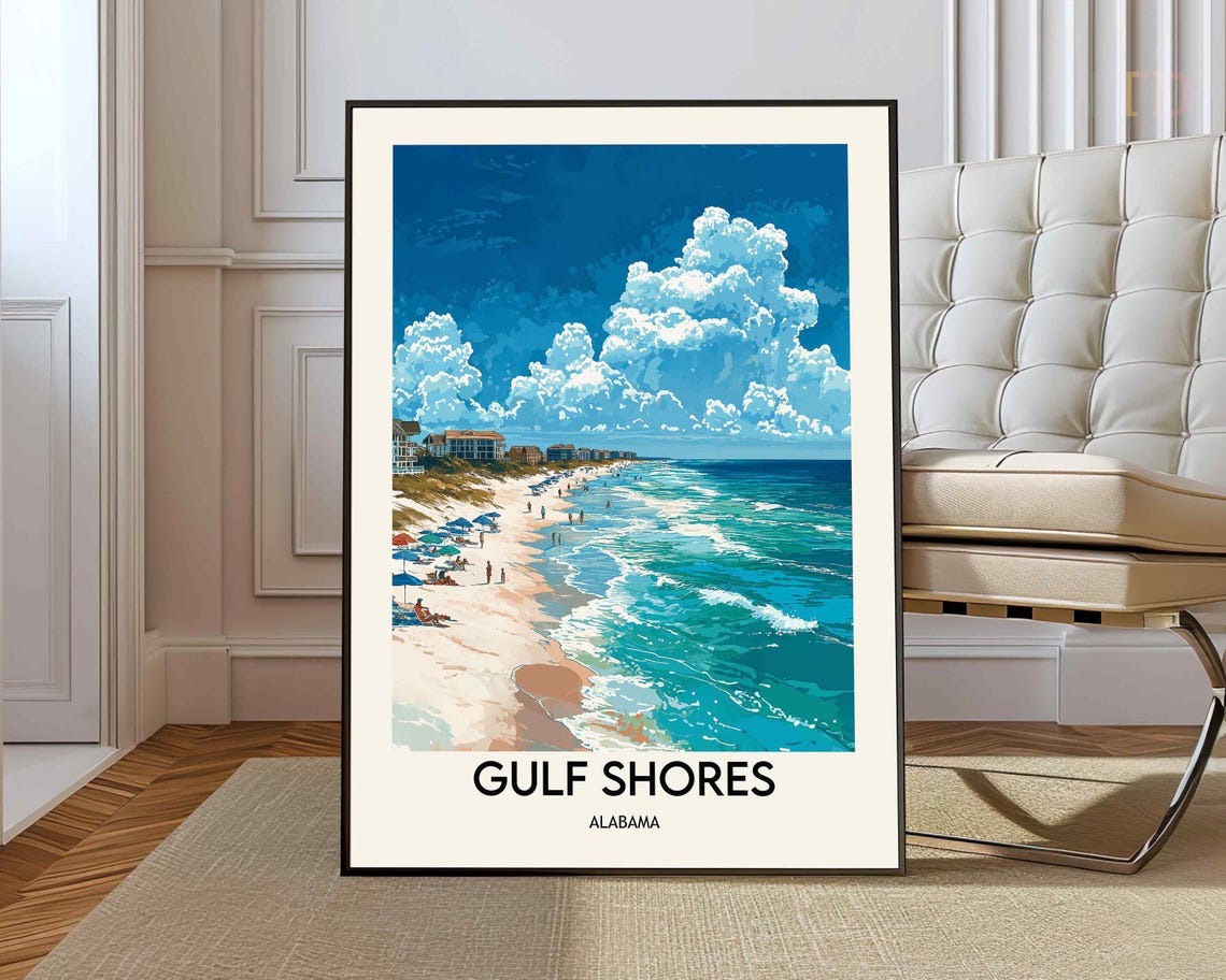 Gulf Shores Alabama Wide Sandy Shoreline With Turquoise Waves Poster