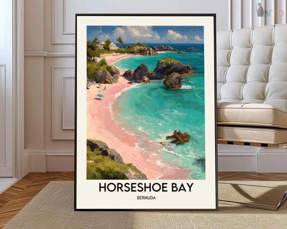 Horseshoe Bay Print Poster Wall Art Decor Gift Bermuda Artwork