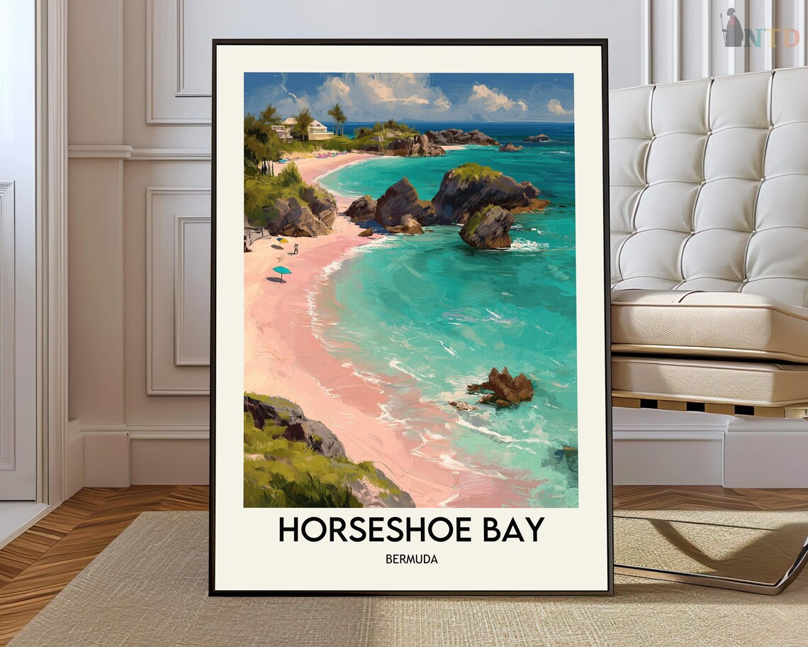 Horseshoe Bay Bermuda Rocky Cove Turquoise Water Travel Poster