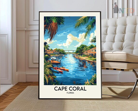 Cape Coral Print Poster Wall Art Travel Artwork Florida