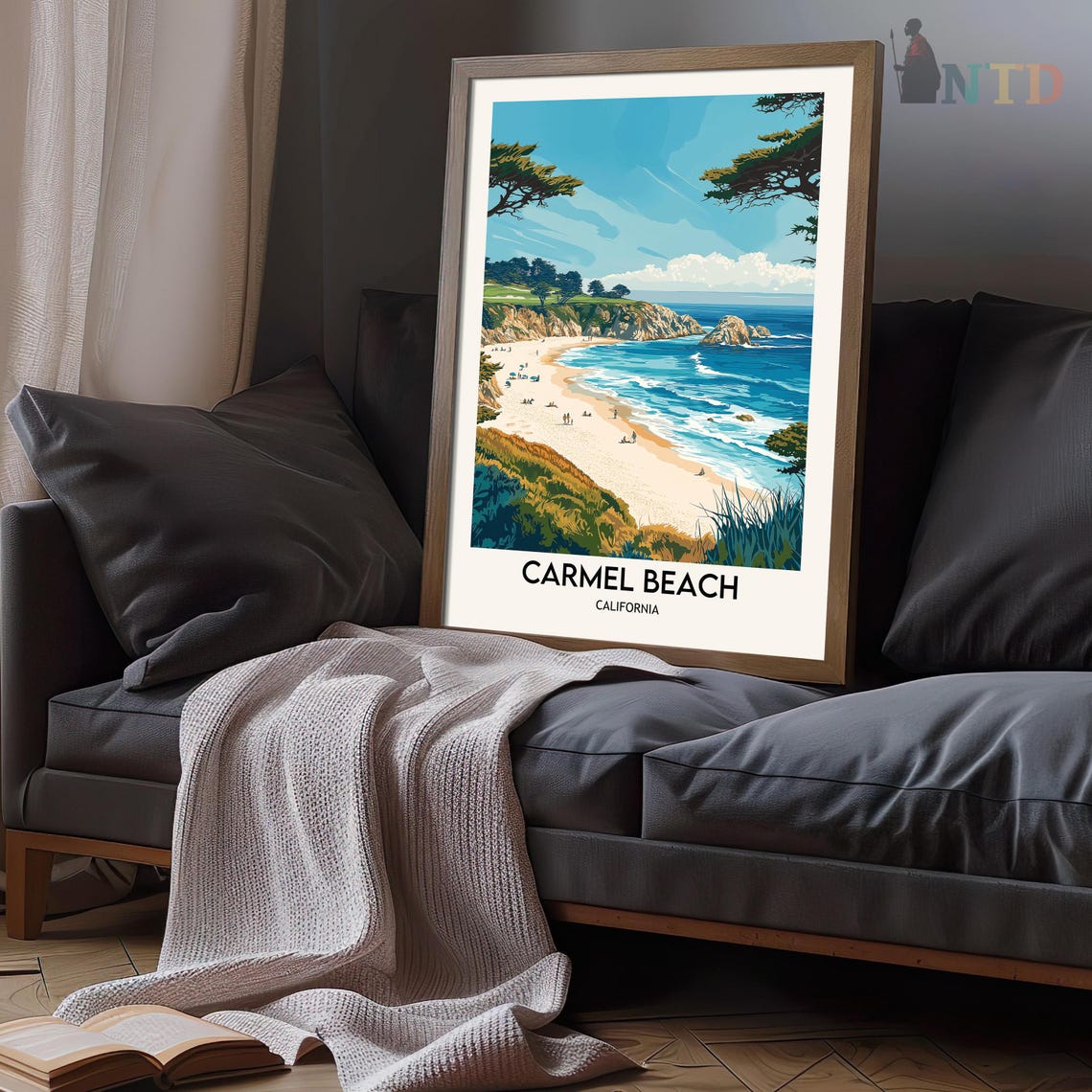 Carmel Beach Cypress Cliffs Ocean Cove Vintage Travel Poster - Image 3